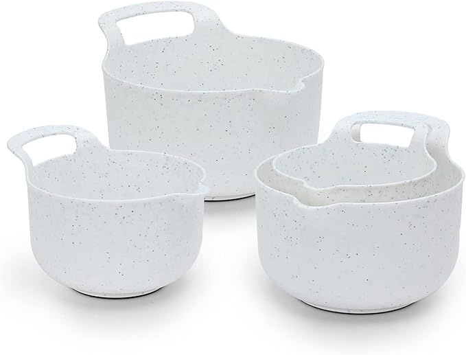 COOK WITH COLOR Mixing Bowls - 4 Piece Nesting Plastic Mixing Bowl Set with Pour Spouts and Handl... | Amazon (US)