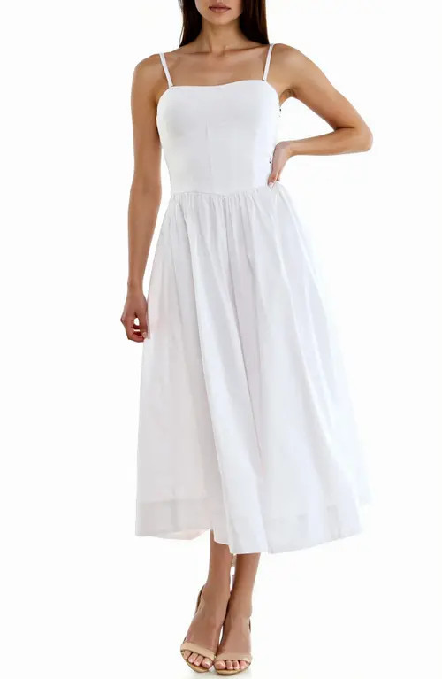 Socialite Corset Detail Sleeveless Midi Dress in White at Nordstrom, Size Large | Nordstrom