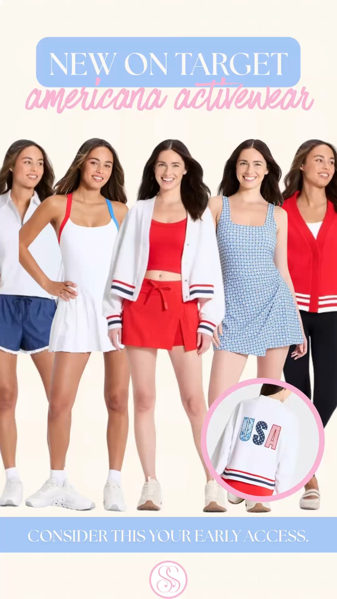 Target activewear, classic Americana style, Memorial Day outfits, Fourth of July outfits, red white and blue outfits, patriotic outfit women, target style, target finds

Target just dropped activewear with the prettiest classic Americana feel.

Think polished red, white, and blue. Sporty little dresses. Easy sets. Striped layers. Preppy athletic silhouettes. The kind of pieces that feel perfect for Memorial Day, Fourth of July, lake weekends, beach trips, tennis, golf, pickleball, and all those casual summer plans where you still want to look pulled together.

If you’re searching for:
Memorial Day outfits
Fourth of July outfits
red white and blue outfits
classic Americana style
patriotic outfit women
preppy activewear
target activewear
target tennis dress
target golf outfit
target active dress
country club style women
classic summer outfits
target style
target finds
Ralph Lauren summer

this is the drop to open.

It really leans into:
classic American summer color stories
preppy sporty style
easy outfit formulas
cute activewear that feels polished
pieces that look festive without feeling costume-y

You’ve got active dresses, skirt sets, red athletic shorts, striped cardigans, USA graphics, and easy sporty-preppy pieces that work well beyond just workouts.

This is the kind of drop that goes quickly because it solves the outfit for you.

target activewear, target activewear women, classic Americana style, memorial day outfits women, fourth of july outfits women, red white and blue outfits, patriotic outfit women, preppy activewear women, target tennis dress, target golf outfit, target active dress, target pickleball outfit, country club style women, classic summer outfits, target style, target finds, target new arrivals, sporty preppy outfits, activewear dress women, tennis outfit women, golf dress women, cute workout clothes women, summer activewear women, ralph lauren summer

#TargetStyle #TargetFinds #TargetActivewear #AmericanaStyle #FourthOfJulyOutfit #MemorialDayOutfit #PreppyStyle #LTKFindsUnder50

#LTKSaleAlert #LTKSeasonal #LTKActive