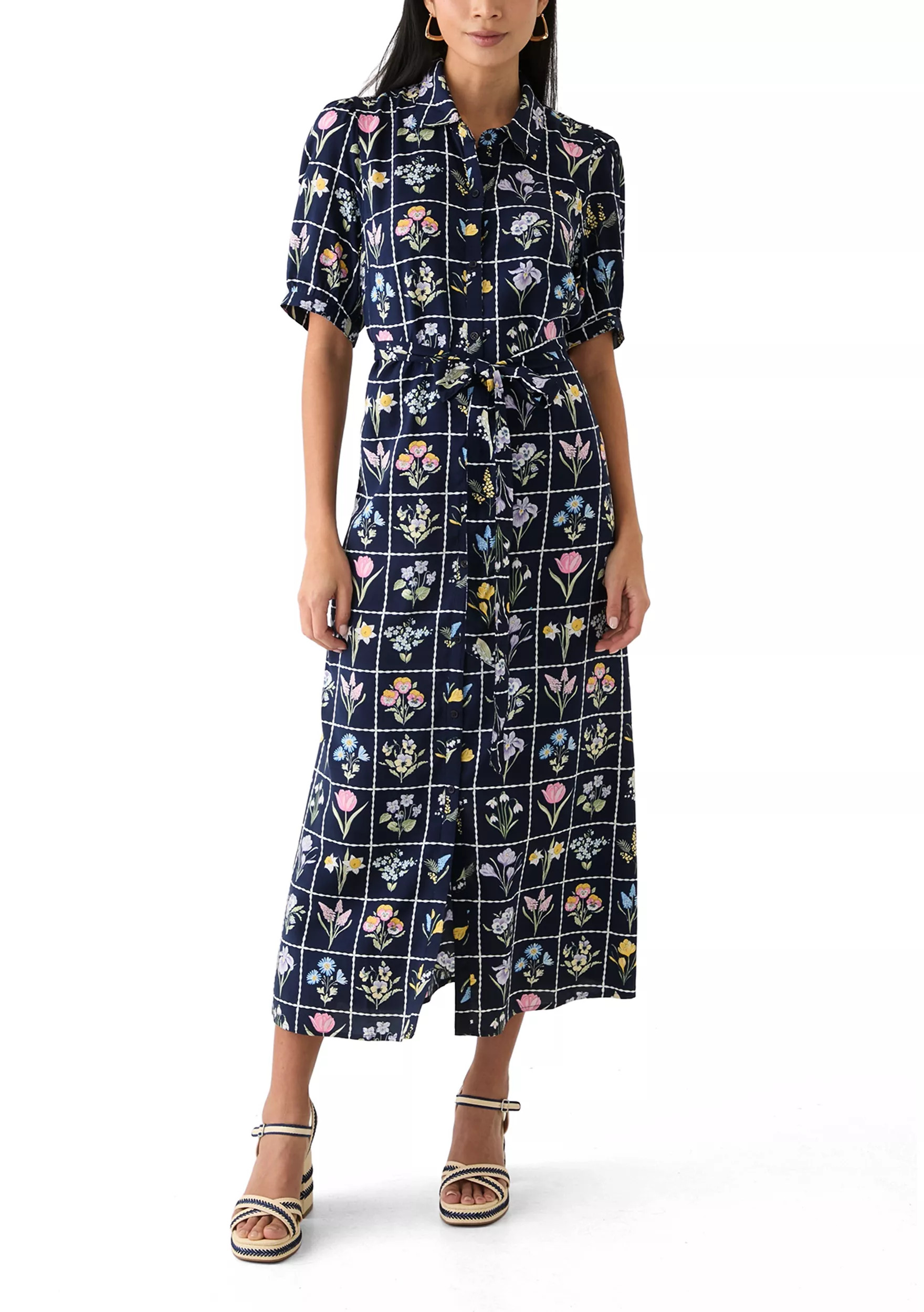 Petite Belted Printed Shirtdress | Belk