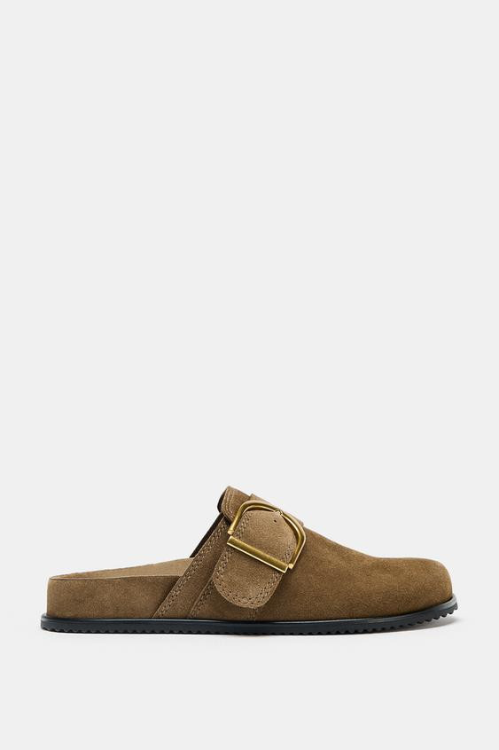 SPLIT SUEDE CLOGS WITH BUCKLE | Zara AU