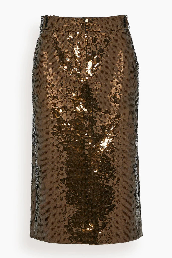 Noor Beading Midi Trouser Skirt in Brown | Hampden Clothing
