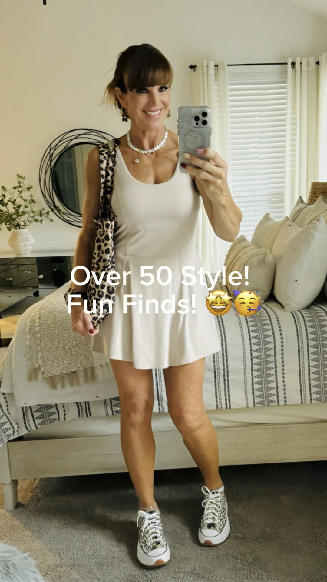 Sporty dress with leopard accents!  This one is so fun with the tie back!  These Converse are old but so glad I saved them!  The leopard and camo combo is perfect right now!!  

#LTKFindsUnder50 #LTKActive #LTKStyleTip