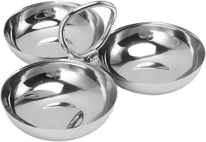 304 Stainless Steel Serving Plate, 3 IN 1 Fruit Bowl Snack Plate, Reusable Dessert Plates, Fruit ... | Amazon (US)