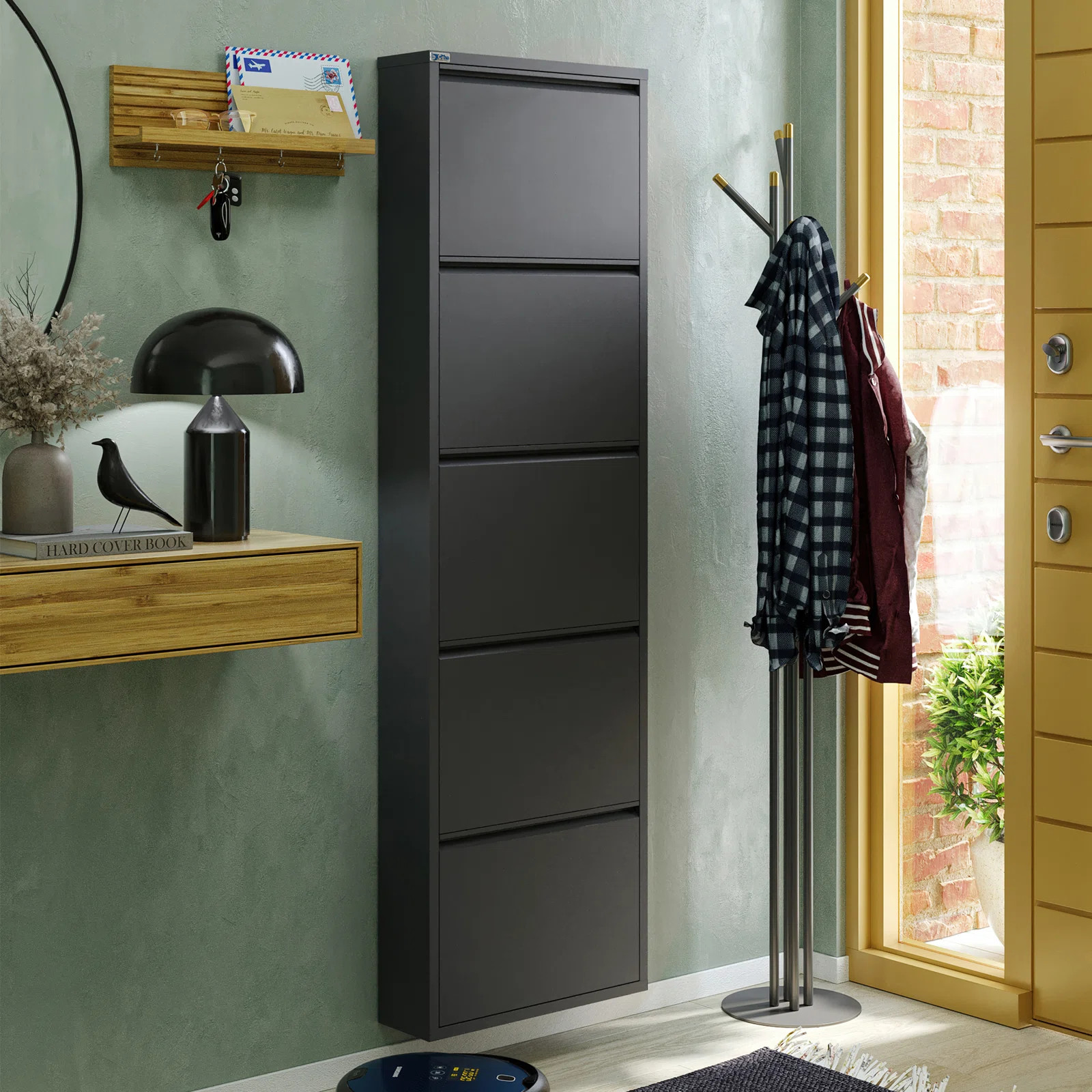 Antibacterial 5 Tier Metal Shoe Cabinet Without Holes | Wayfair North America