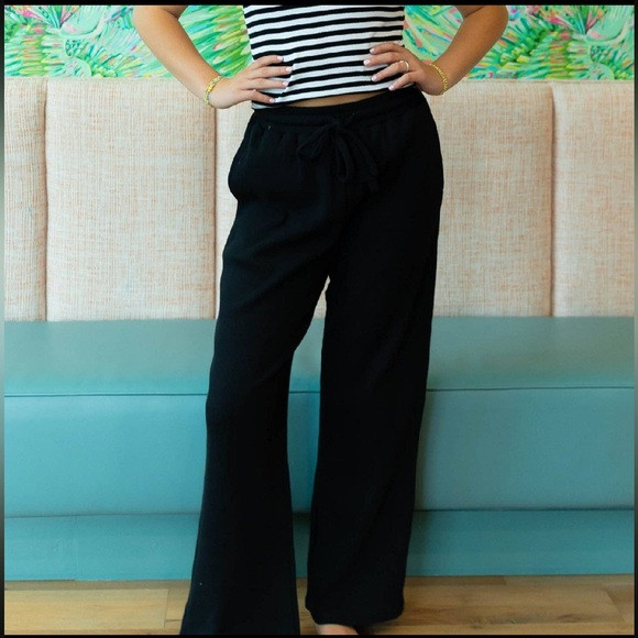 Lulu Mac Black Waffle Knit Pants | Poshmark
