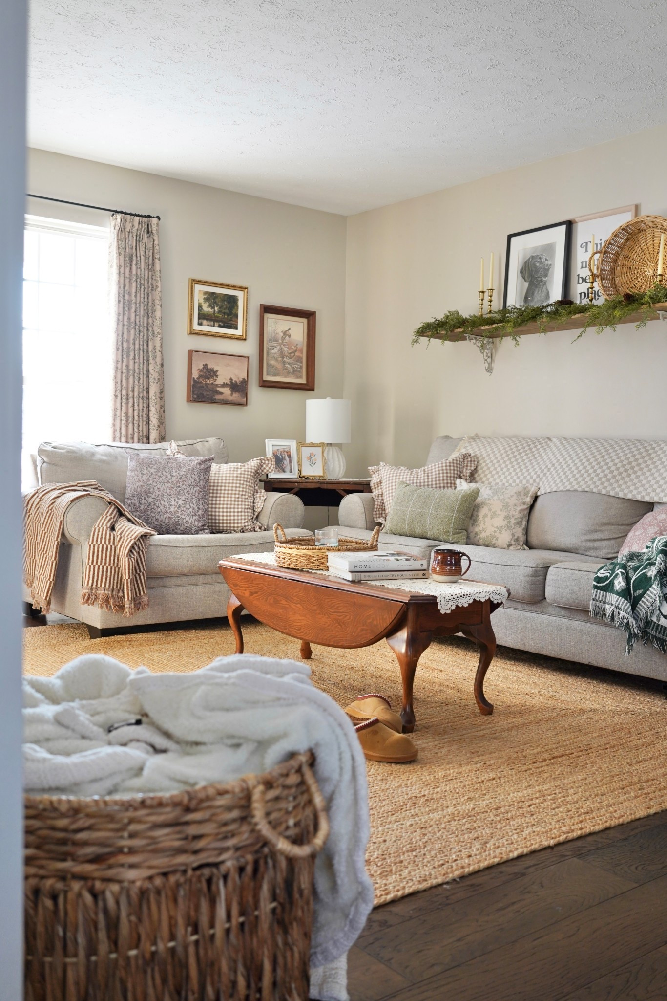 Cozy collected living room. Cottage style. Collected throw pillows. Cottage style. Collected cottage. Living room furniture. 

#LTKHome #LTKSeasonal