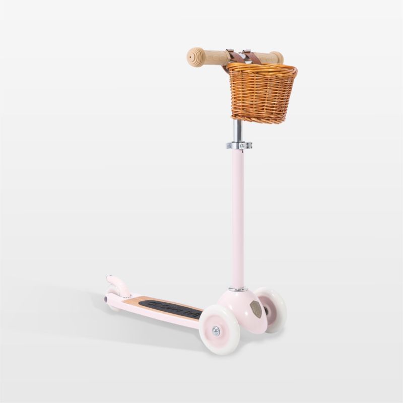 Banwood Pink 3-Wheel Kids Scooter with Basket | Crate & Kids | Crate & Barrel