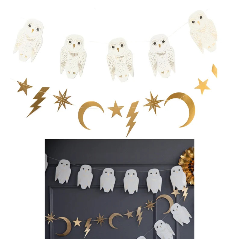 Snowy Owl Wizards Banner, Halloween Party Decor, Witchcraft, Witches, Wizard Birthday & Baby Show... | Etsy (US)