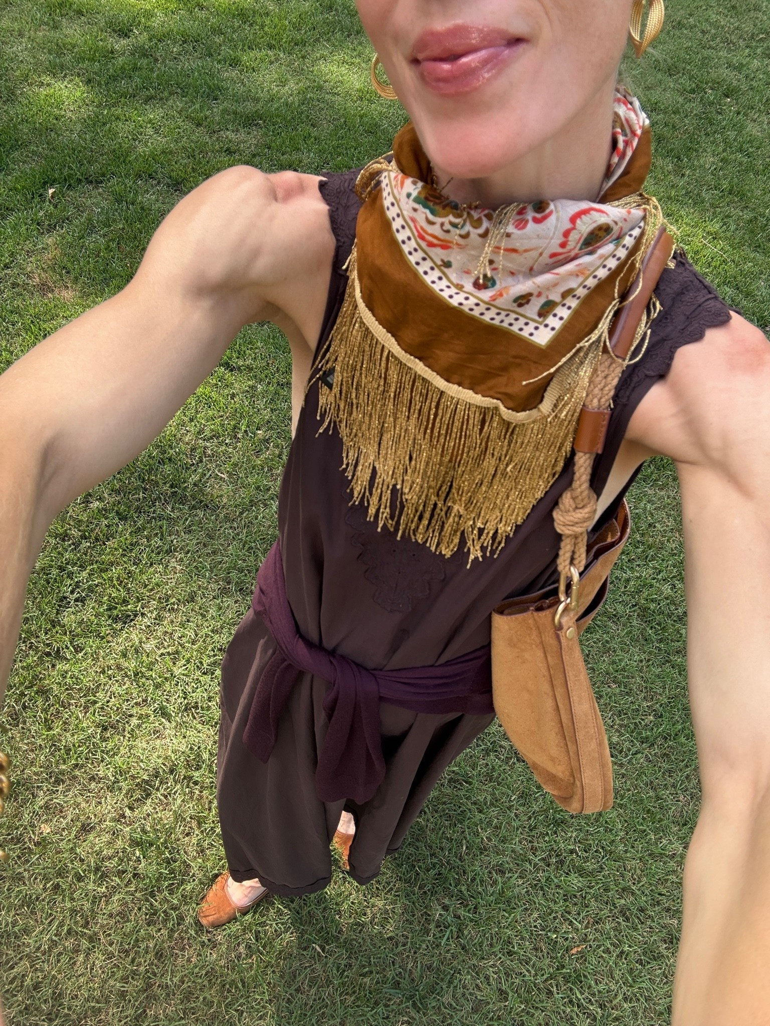 Transitional style ootd! Dress 2, cardigan S, Zara scarf is old but they released  new fringe style today, flats TTS! Bag is old but I love the new suede style by J.Crew

#LTKootd #LTKSeasonal