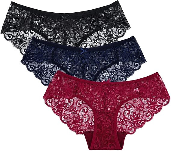 Sunm Boutique 6 Pack Women's Invisible Seamless Bikini Lace Underwear Half Back Coverage Panties | Amazon (US)