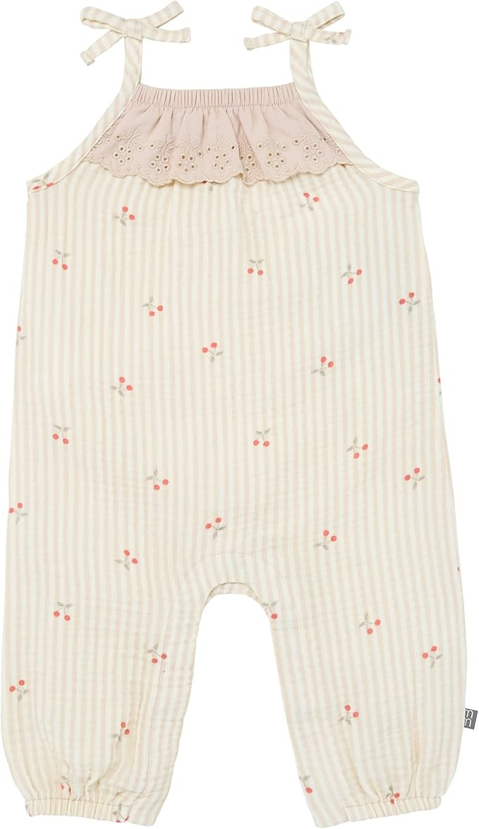 Modern Moments by Gerber Baby Girls Self Eyelet Ruffle Long Leg Romper | Amazon (US)