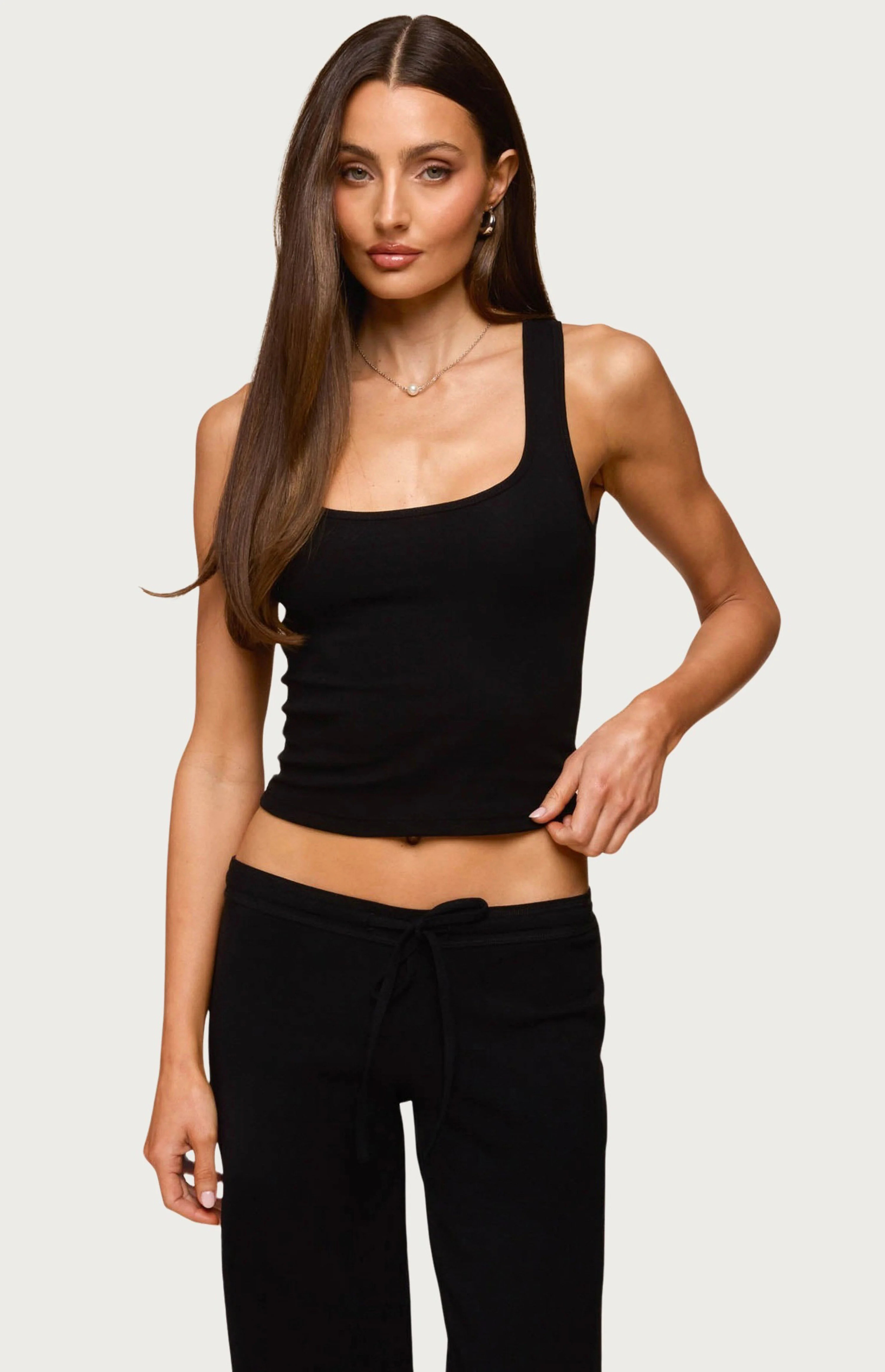 Edikted Linda Ribbed Scoop Neck Tank Top | PacSun