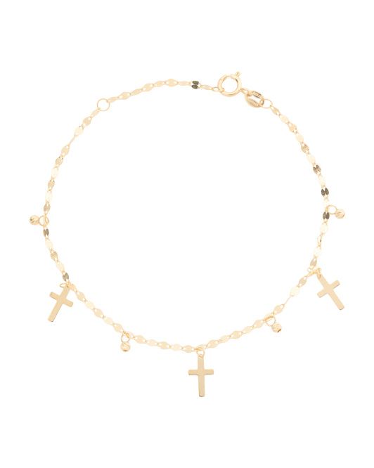 Made In Italy 14k Gold Cross Charms Bracelet | TJ Maxx