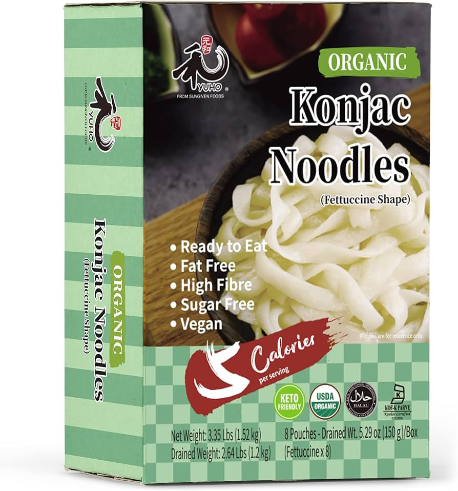 YUHO Organic Shirataki Konjac Pasta 8 Pack Inside, Vegan, Low Calorie Food, Fat Free, Keto Friend... | Amazon (US)