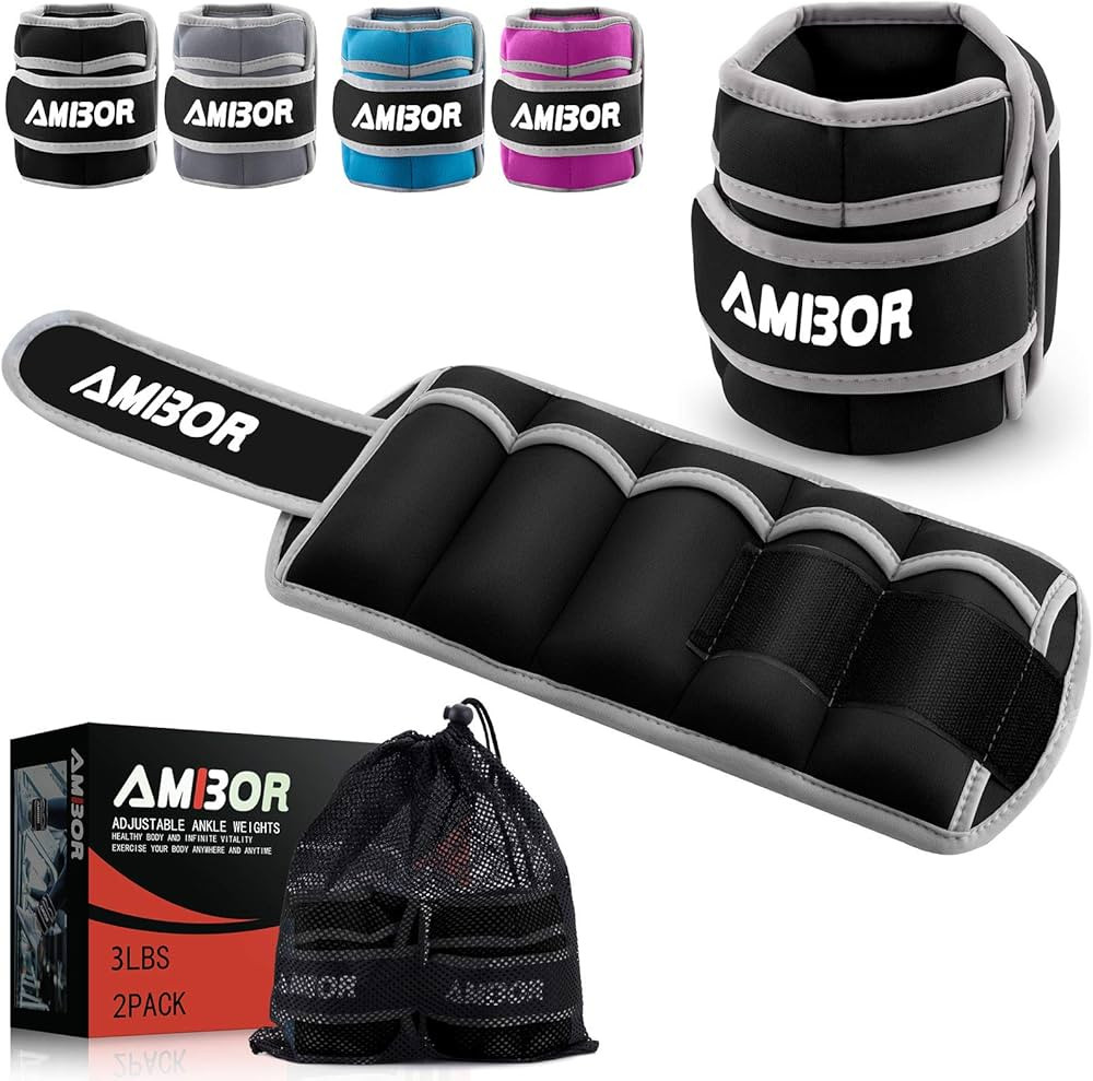 AMBOR Ankle Weights, 1 Pair 2 3 4 5 Lbs Adjustable Leg Weights, Strength Training Ankle Weights f... | Amazon (US)