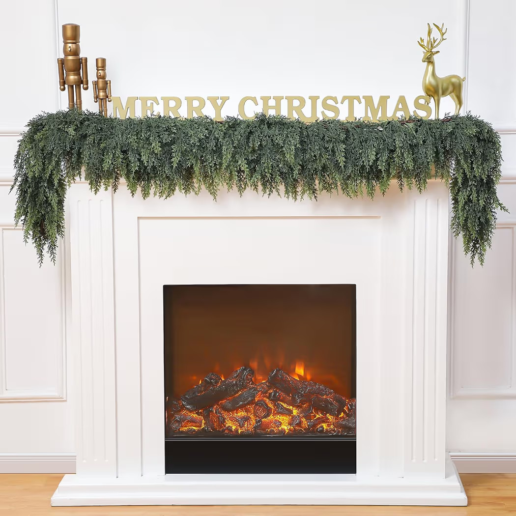 Waydress 1 Pcs 6 Feet Christmas Cedar Garland - Thick & Lush Realistic Artificial Green Faux Ceda... | Amazon (US)