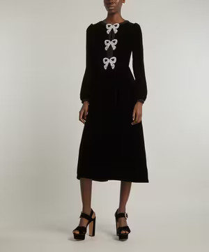 Camille Velvet Embellished Bows Midi-Dress | Liberty London (UK)