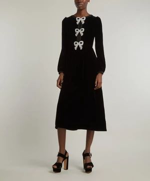 Camille Velvet Embellished Bows Midi-Dress | Liberty London (UK)