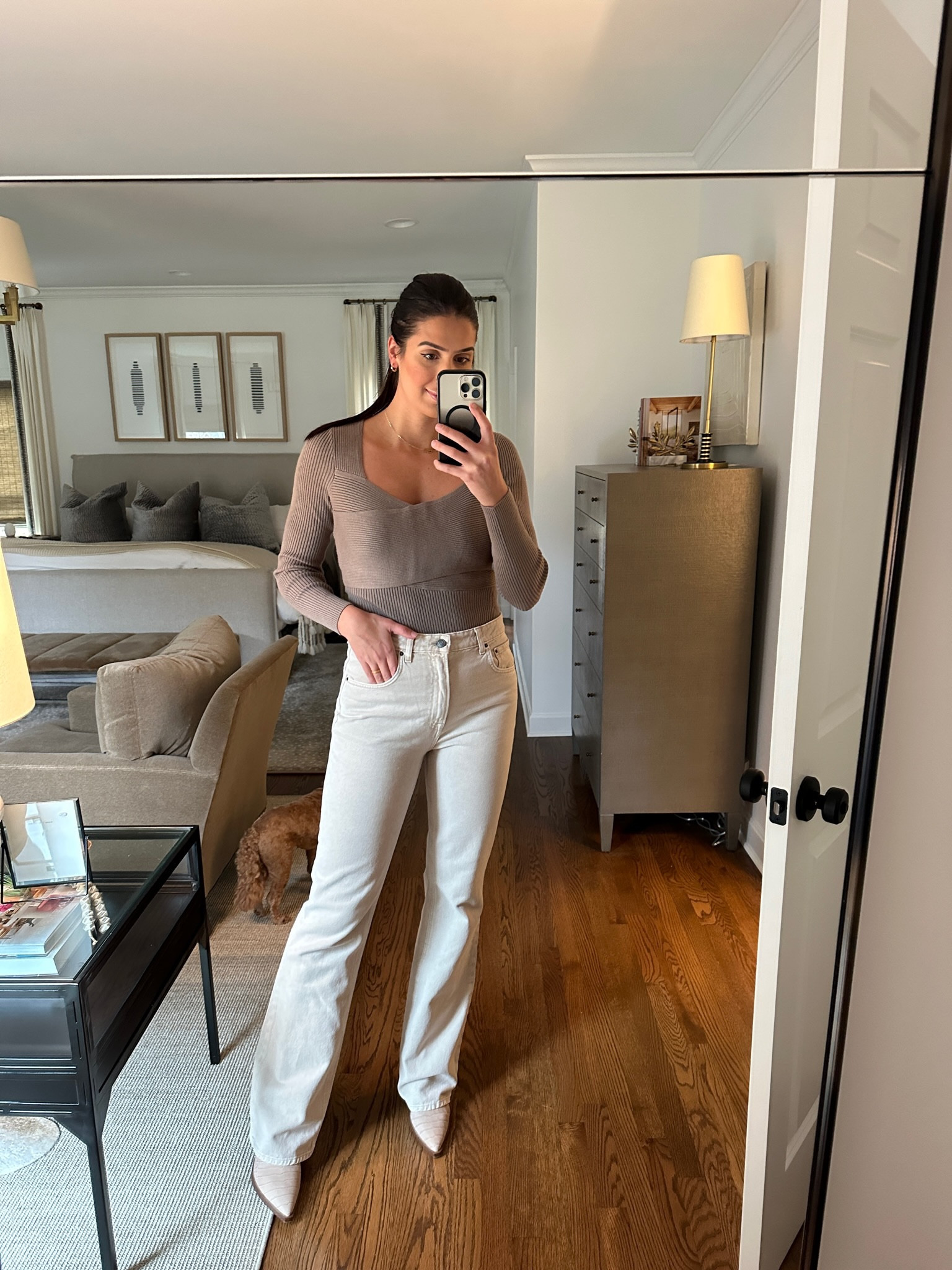 Cream bootcut pants - boot cut jeans - white denim - off white denim - revolve denim - styling bootcut jeans - styling bodysuit

#LTKSeasonal #LTKstyletip