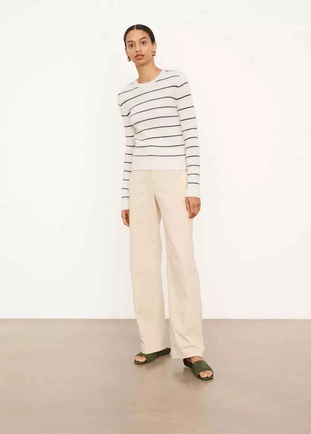Cashmere Striped Fitted Crew Neck | Vince LLC