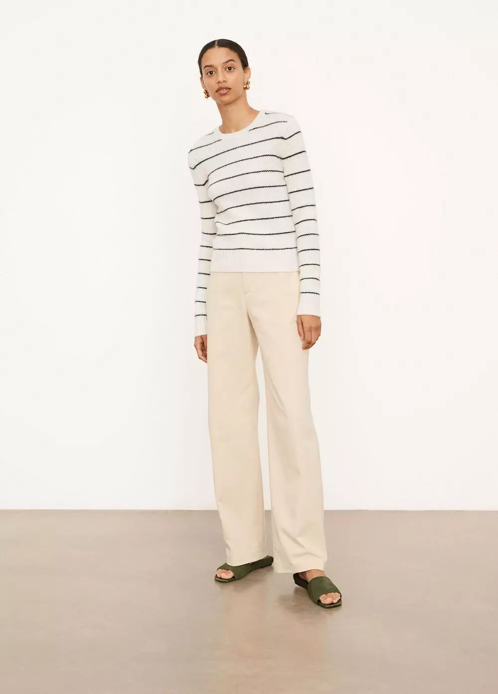 Cashmere Striped Fitted Crew Neck | Vince LLC