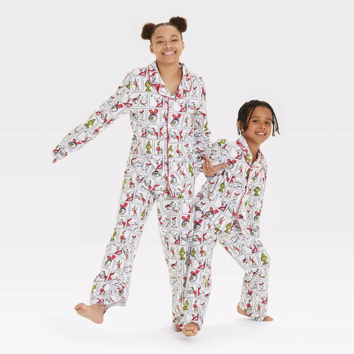 Kids' Christmas The Grinch Family Sleep Coat Pajama Set - White | Target