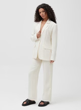 Cream Striped Single Breasted Blazer - Sima | 4th & Reckless