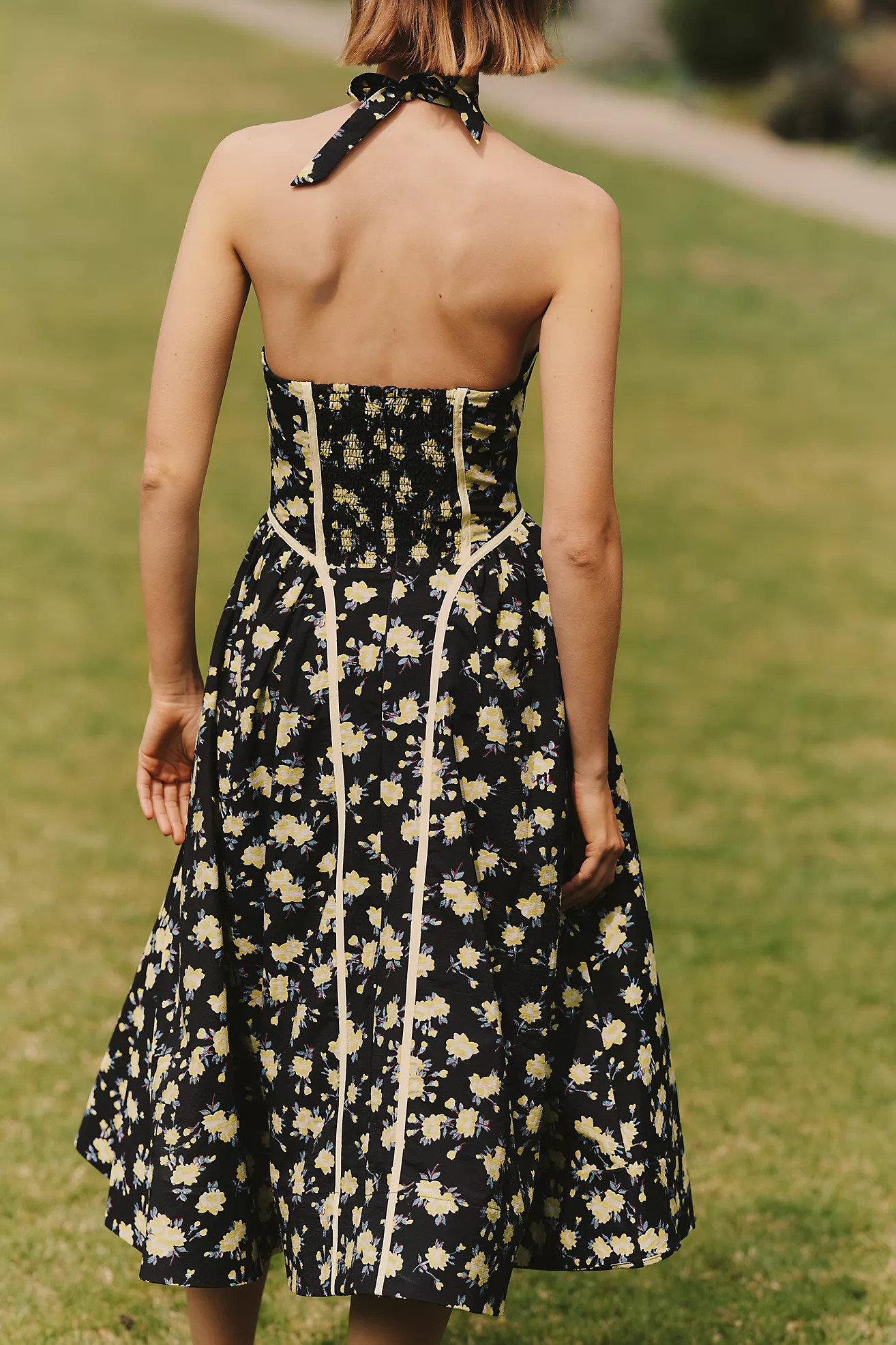 By Anthropologie Halter V-Neck Fit & Flare Midi Dress | Anthropologie (US)