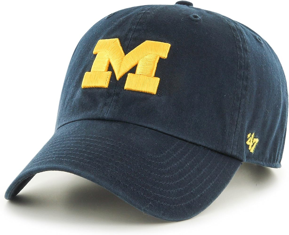 47 NCAA Michigan Wolverines Brand Clean Up Adjustable Hat, Navy 1, One Size | Amazon (US)