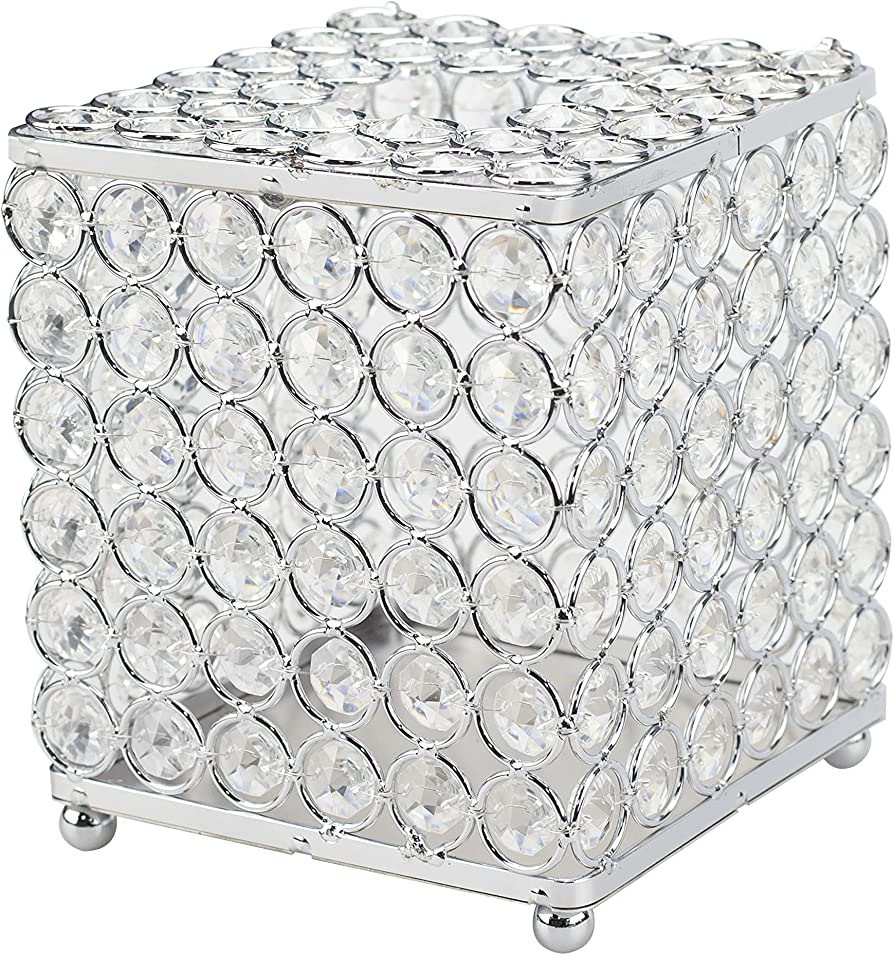 Ukwell Square Crystal Tissue Box Cover Handcrafted Bling Upright Facial Tissue Holder for Bathroo... | Amazon (US)