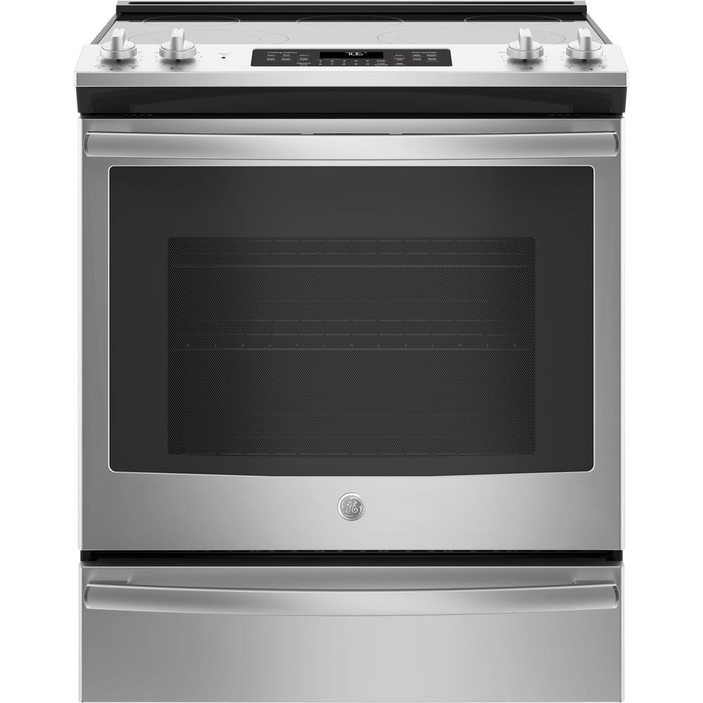 5.3 cu. ft. Slide-in Electric Range with Self-Cleaning Convection Oven in Stainless Steel | The Home Depot