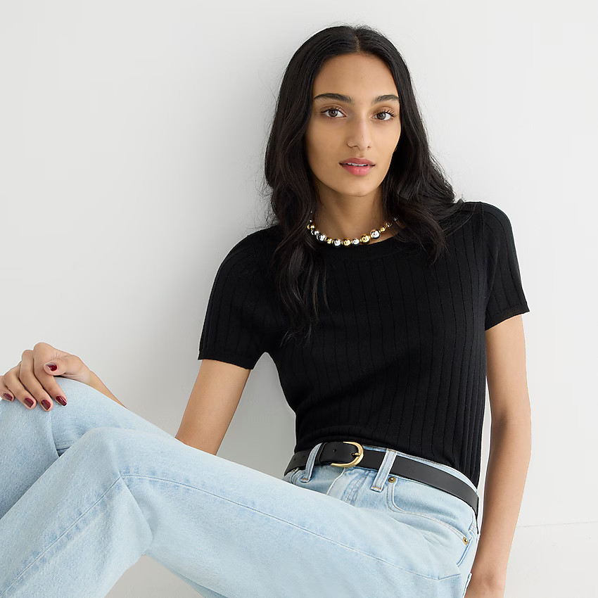 Silk-cashmere cropped T-shirt | J. Crew US