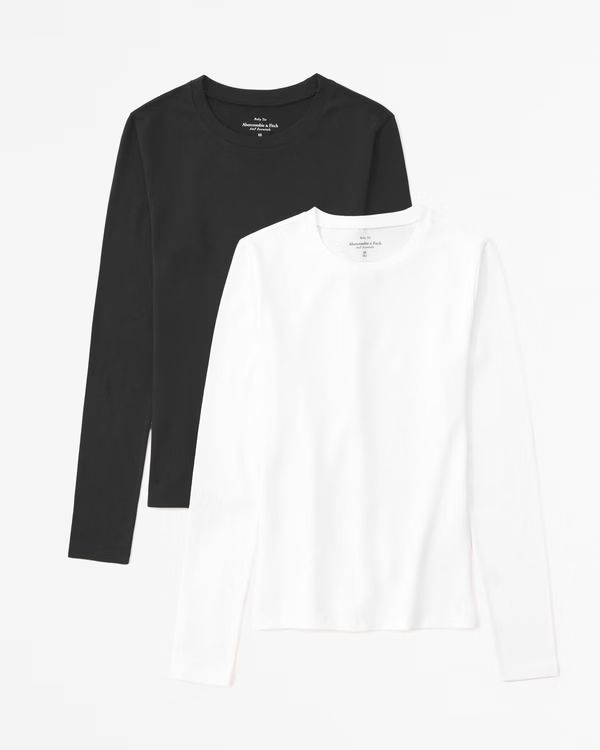2-Pack Cotton-Blend Seamless Fabric Long-Sleeve Tuckable Tees | Abercrombie & Fitch (US)