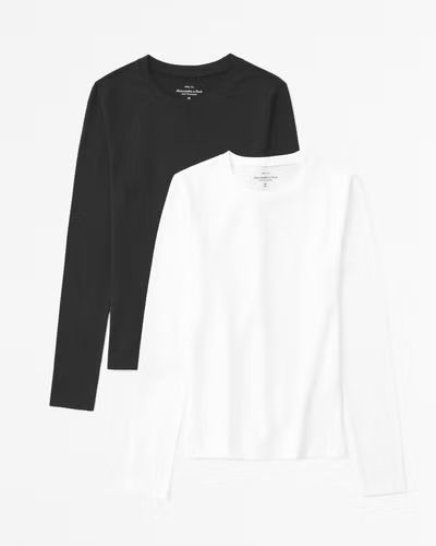 Women's 2-Pack Cotton-Blend Seamless Fabric Long-Sleeve Tuckable Tees | Women's Tops | Abercrombi... | Abercrombie & Fitch (US)