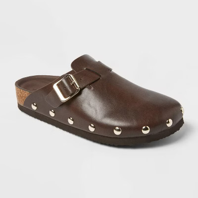 Women's Lee Clog Mule Flat - Universal Thread™ Brown 9.5: Slip-On, Non-Marking Sole, Textured Outsole | Target