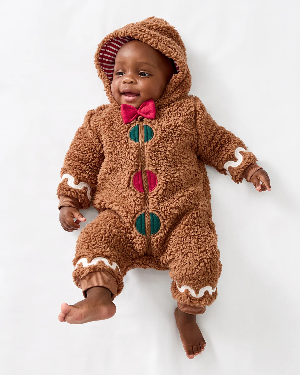 Gingerbread Sherpa Romper | Little Sleepies