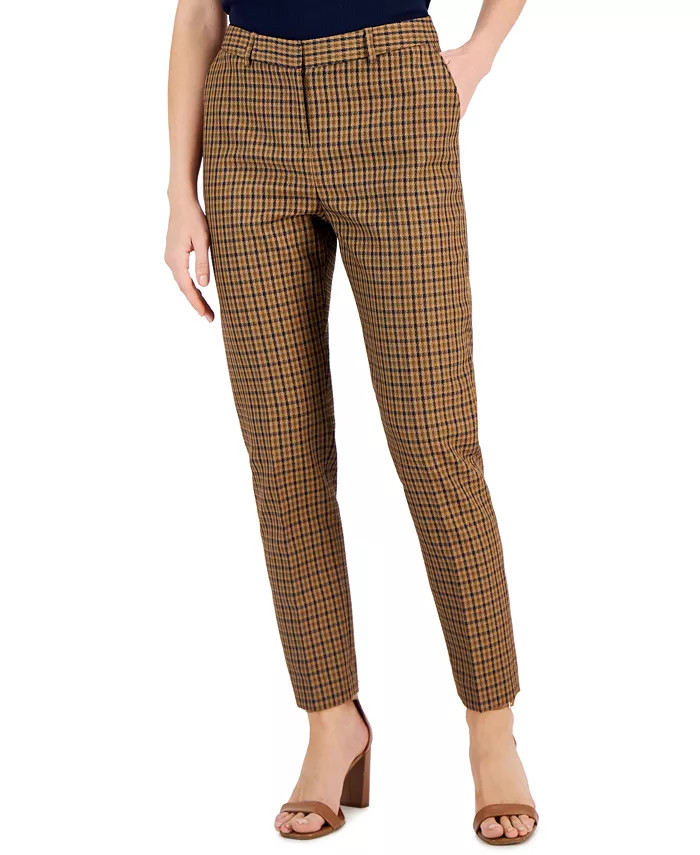 Women's Houndstooth Mid-Rise Ankle Pants | Macy's