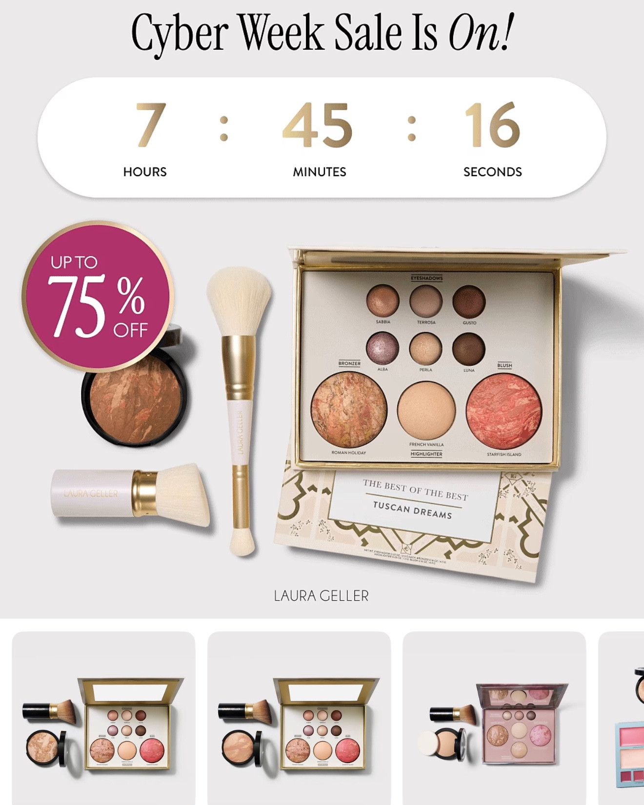 Laura Geller Makeup Black Friday Sale! 
This is the best make up and beauty routine for us moms over 40 with mature skin! Beautiful colors that look natural and smooth. 
Take advantage of this huge deal right now! These make up sets also make a great gift. Lipstick. Foundation. Blush. Highlighter. Beauty. Cosmetics. Eyeshadow. Eyeliner. Mascara. Concealer. Gift idea. Mom’s. Gift ideas for women. Christmas. Fashion. Self-care. 

#LTKBeauty #LTKCyberWeek #LTKOver40