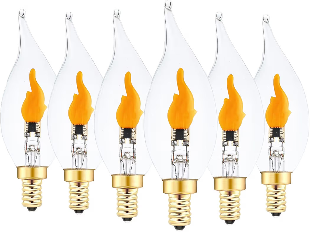 Flickering Flame Light Bulbs, E12 LED Flicker Candelabra Flame Effect Light Bulb for Decoration, ... | Amazon (US)