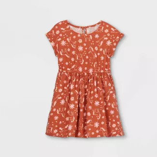 Girls' Printed Short Sleeve Woven Dress - Cat & Jack™ | Target