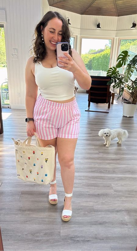 I absolutely love the linen shorts from Old Navy - I picked up a few pairs last year and wore them nonstop. This year they added some adorable striped pairs to the standard colour lineup and they are amazing! I love the pink, but they also have blue + white, green + white, and beige + white in addition to their standard colours! Perfect with a built in bra tank from Klassy Network and my fave Baggu tote! 

#LTKSaleAlert #LTKSeasonal #LTKMidsize