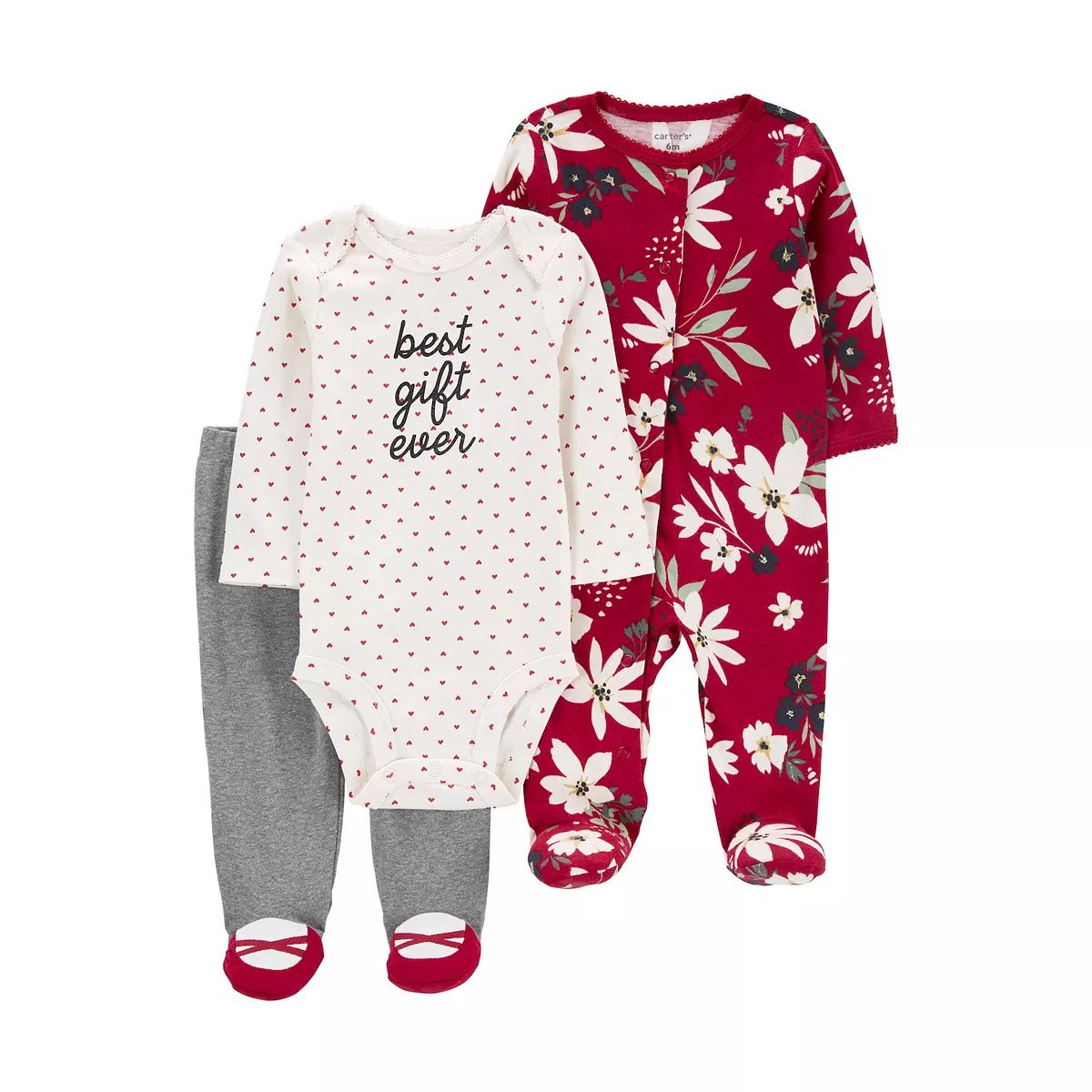 Baby Carter's 3-Piece "Best Gift Ever" Floral Bodysuit and Pants Set | Kohl's