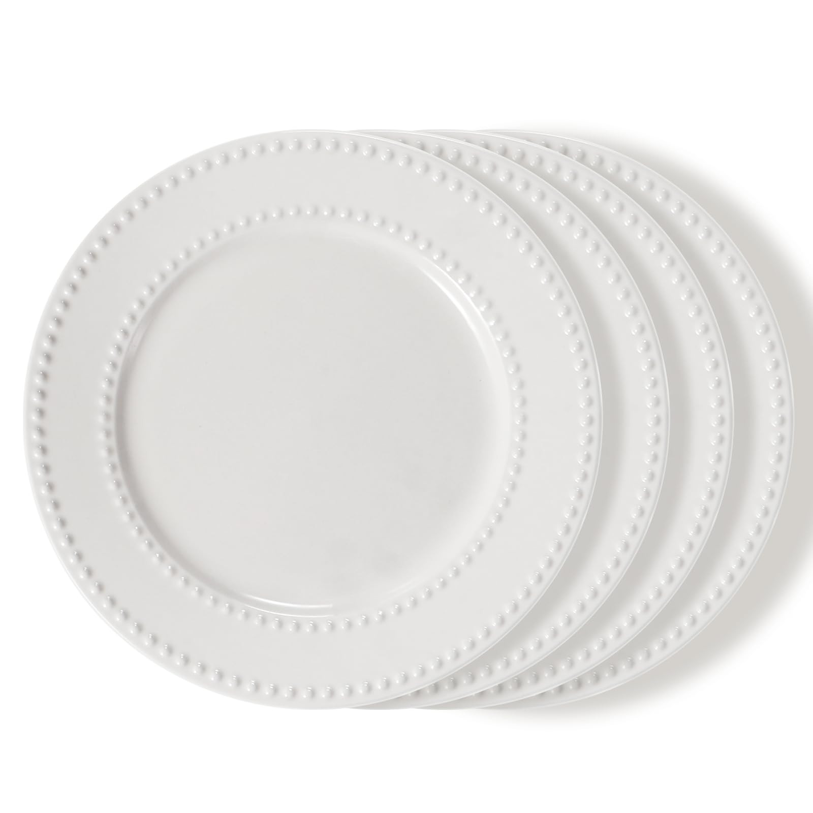 Embossed Salad Plates Set of 4, 8 inch White Ceramic Dessert Appetizer Plates, Small Dinner Plate... | Amazon (US)