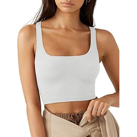 Comfortable Fashionable and Breathable for Casual Party and Shopping Outfits Square Neck White Ta... | Walmart (US)