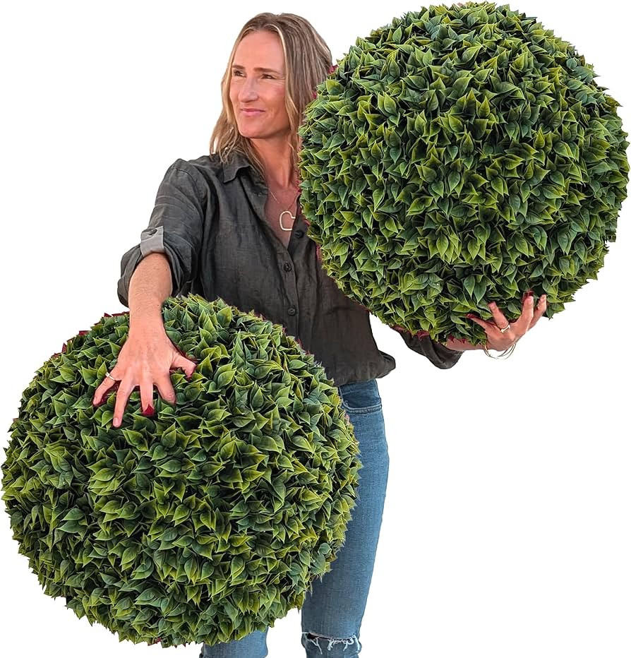 365 Curb Appeal 23" XL Topiary Balls (Better Than a Perennial Boxwood, 2 Topiary Balls (4 Halves)... | Amazon (US)