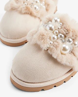 Pearl Embellished Closed Toe Slippers | Express