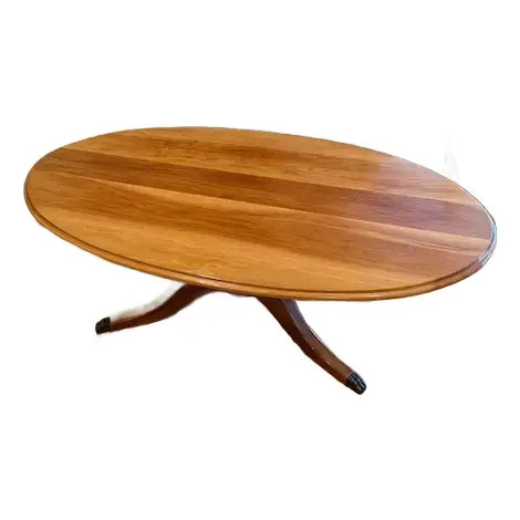 Vintage Solid Wood Pedestal Coffee Table With Clawfoot Base | Chairish