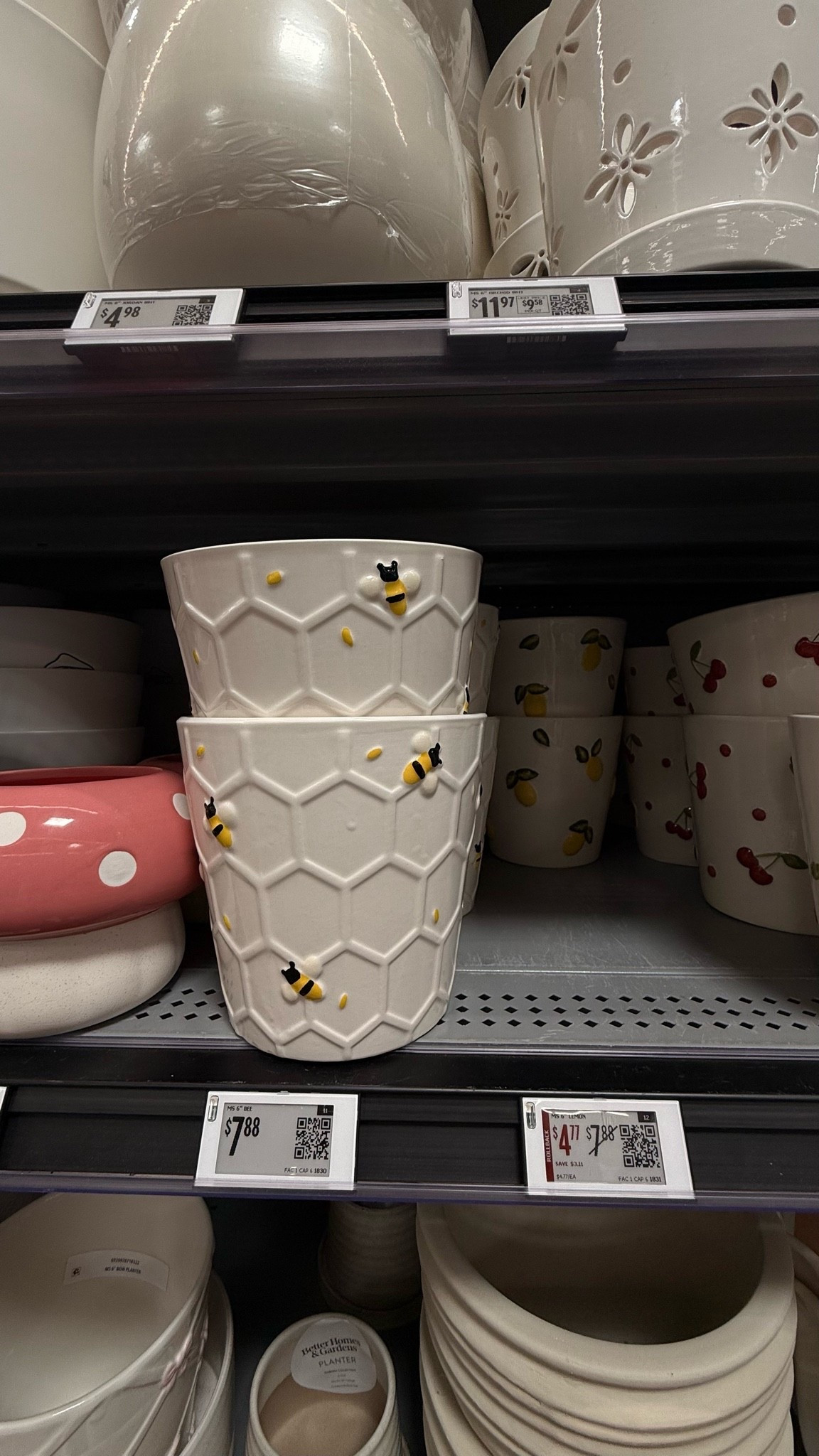 So I may have found my new collection obsession at Walmart 😅🐝🍒🎀 These $7.88 Mainstays ceramic planters come in bee, bow, AND cherry — all with embossed details and all under $8.

#WalmartFinds #WalmartHome #BeeDecor #BeePlanter #CeramicPlanter #MainstaysHome #PlantMom #CuteHome #HomeDecorFinds #AffordableDecor #BestsellerAlert #LTKHome #LTKFinds #LTKUnder50 #IndoorPlants