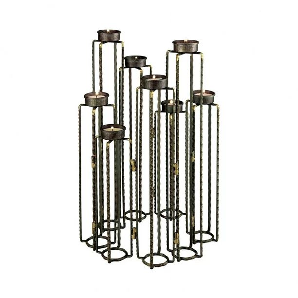 Round Geometric Tealight Candle Holder made of Metal in: Rust Color and Holds 8 Candles-Bailey | Walmart (US)